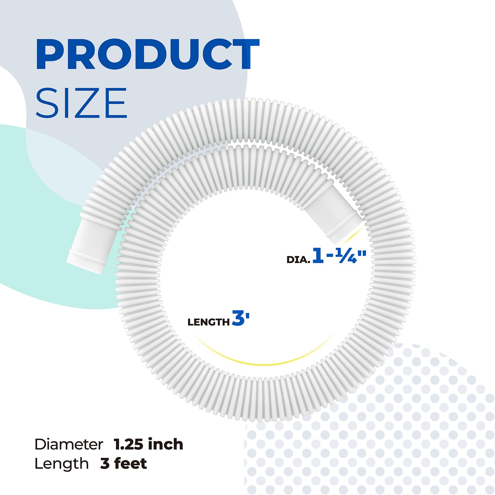 ANTOBLE 1-1/4 Inch x 3ft Pool Hoses for Intex Above Ground Pools Swimming Pool Pump Replacement Hose, Flexible Durable 1.25 inch Skimmer Filter Suction Pipes Accessories, 2 Pack