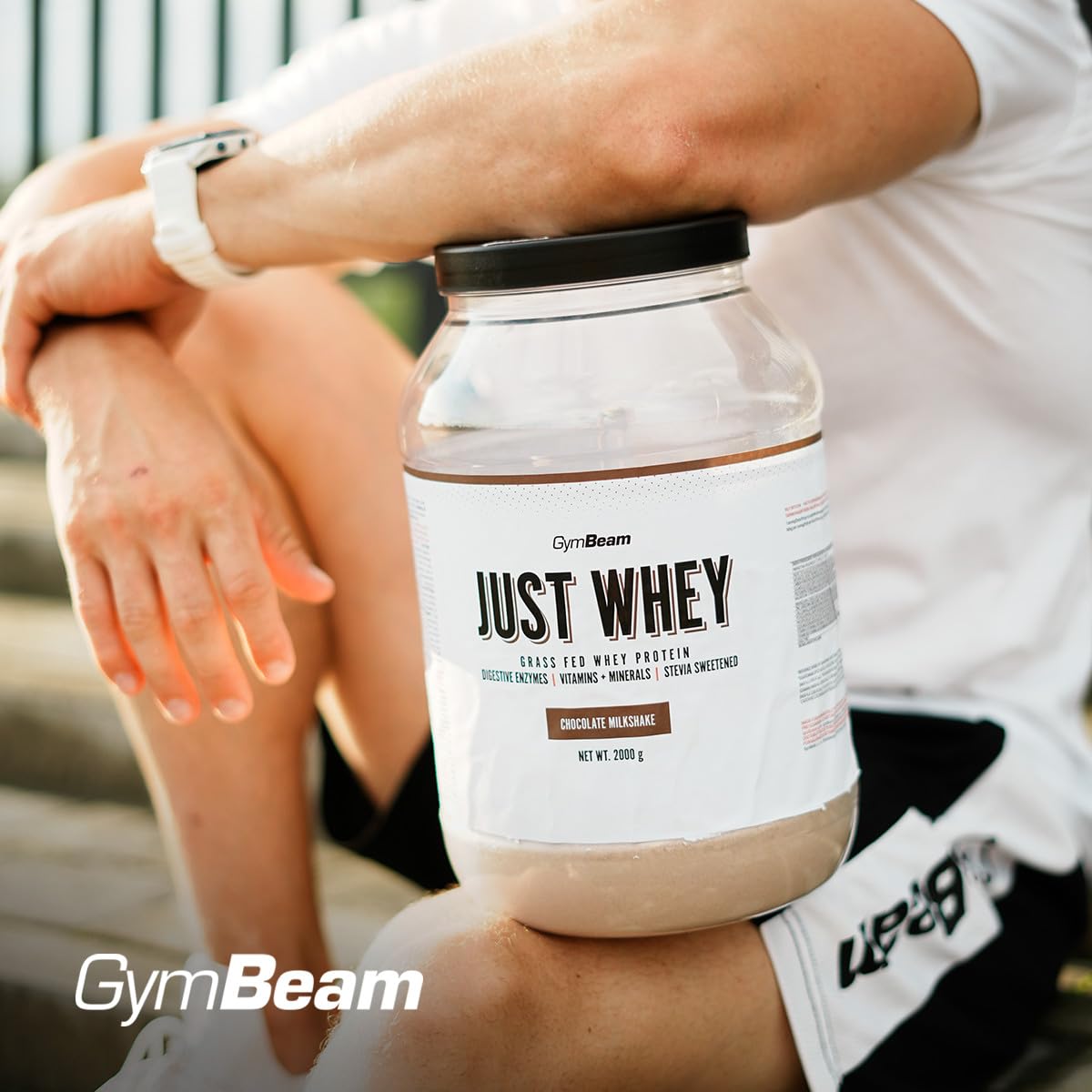 GymBeam Just Whey, Proteínas en Polvo Multicomponente da Siero del Latte, Concentrado e Idrolizzate, 22,4 g de Proteínas por ración, con BCAA y Amminoácidos Esenciales, Fácilmente Digeribili