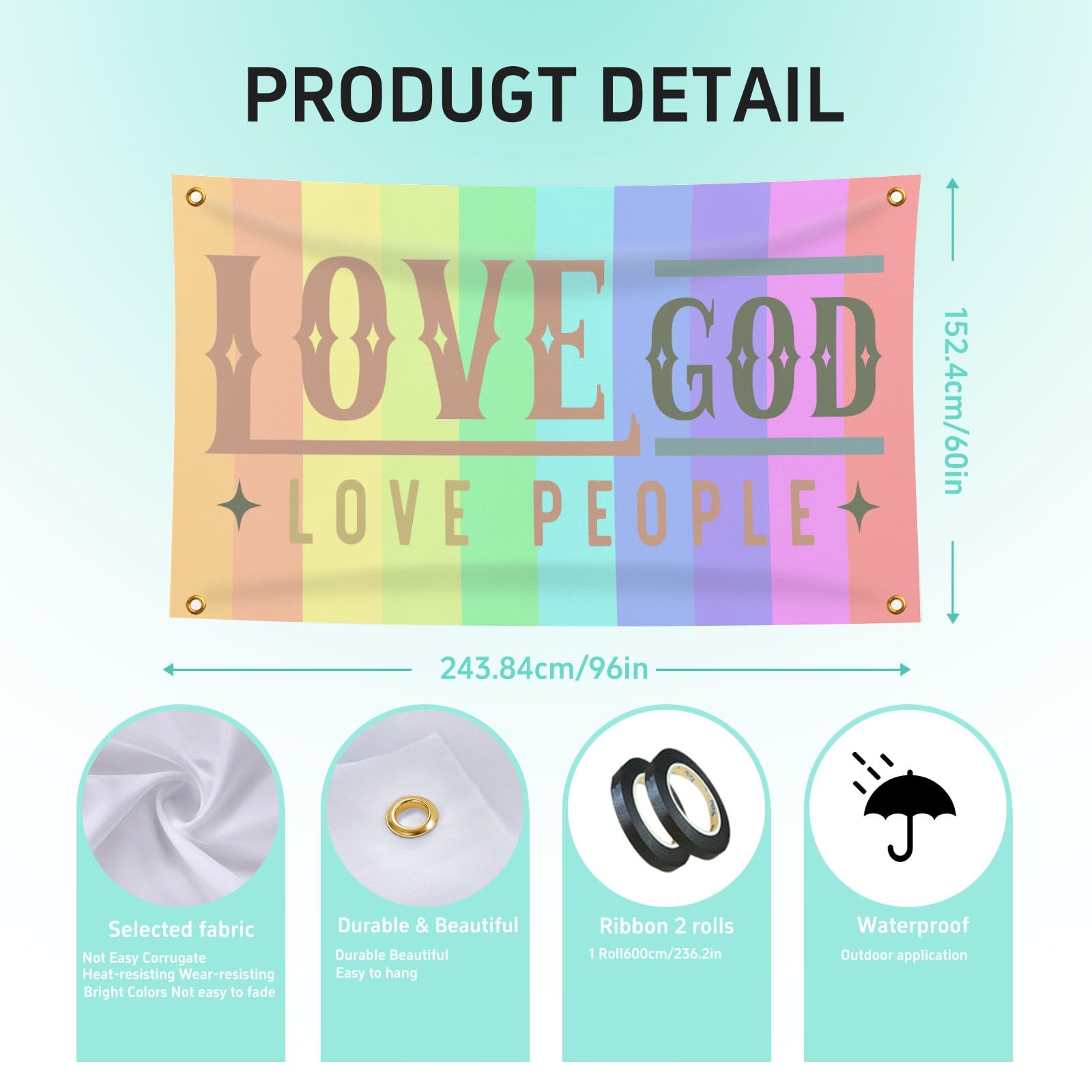 Love God Love People Banner For Bedroom 5x8 FT