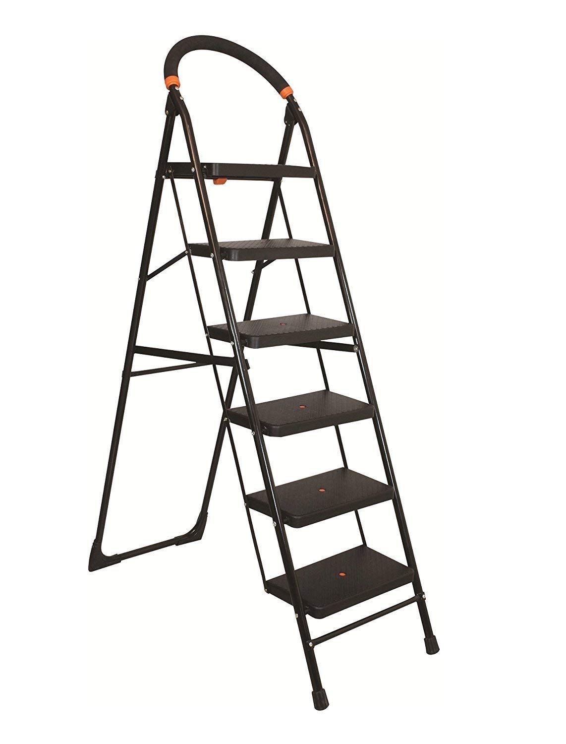 CIPLAPLAST 6 Step Ladder for Home Use Foldable | Step Ladder 6 Step | Heavy Duty Strong Durable Multipurpose Folding Ladder | Anti-Skid Shoes | (Black) (B0C85W9J7L) Amazon Price History, Amazon Price Tracker
