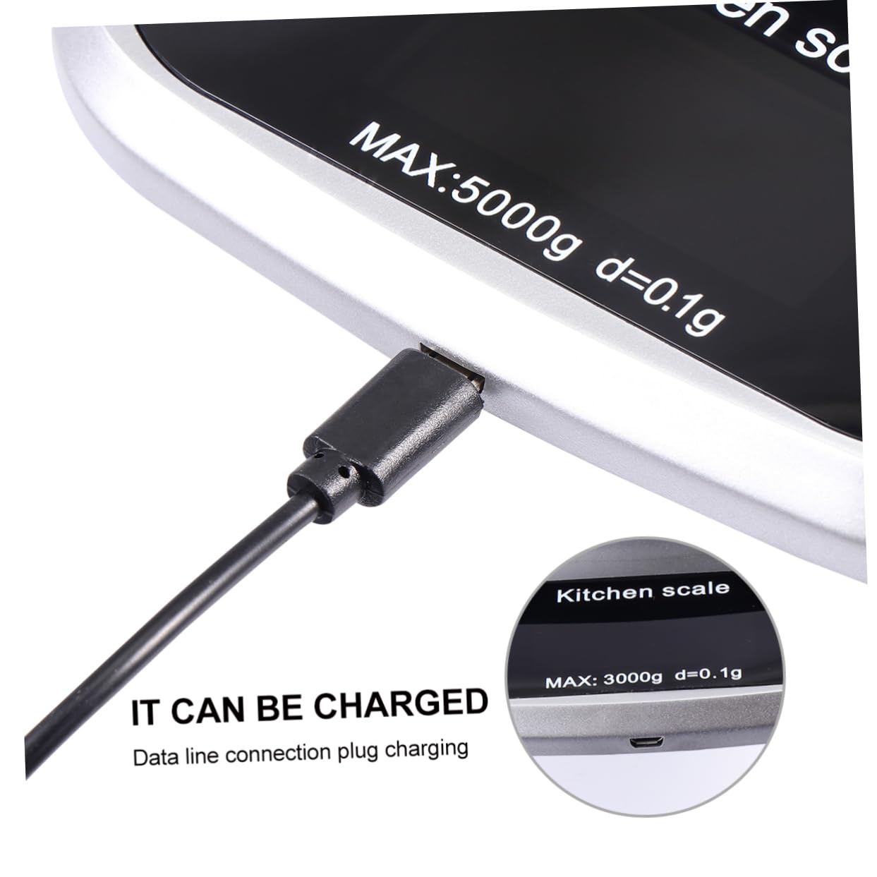 Zerodeko Báscula de Cocina Digital Portátil de Acero Inoxidable Capacidad de 5kg y Precisión de 0,1g Adecuado para Uso en Cocina y Joyería