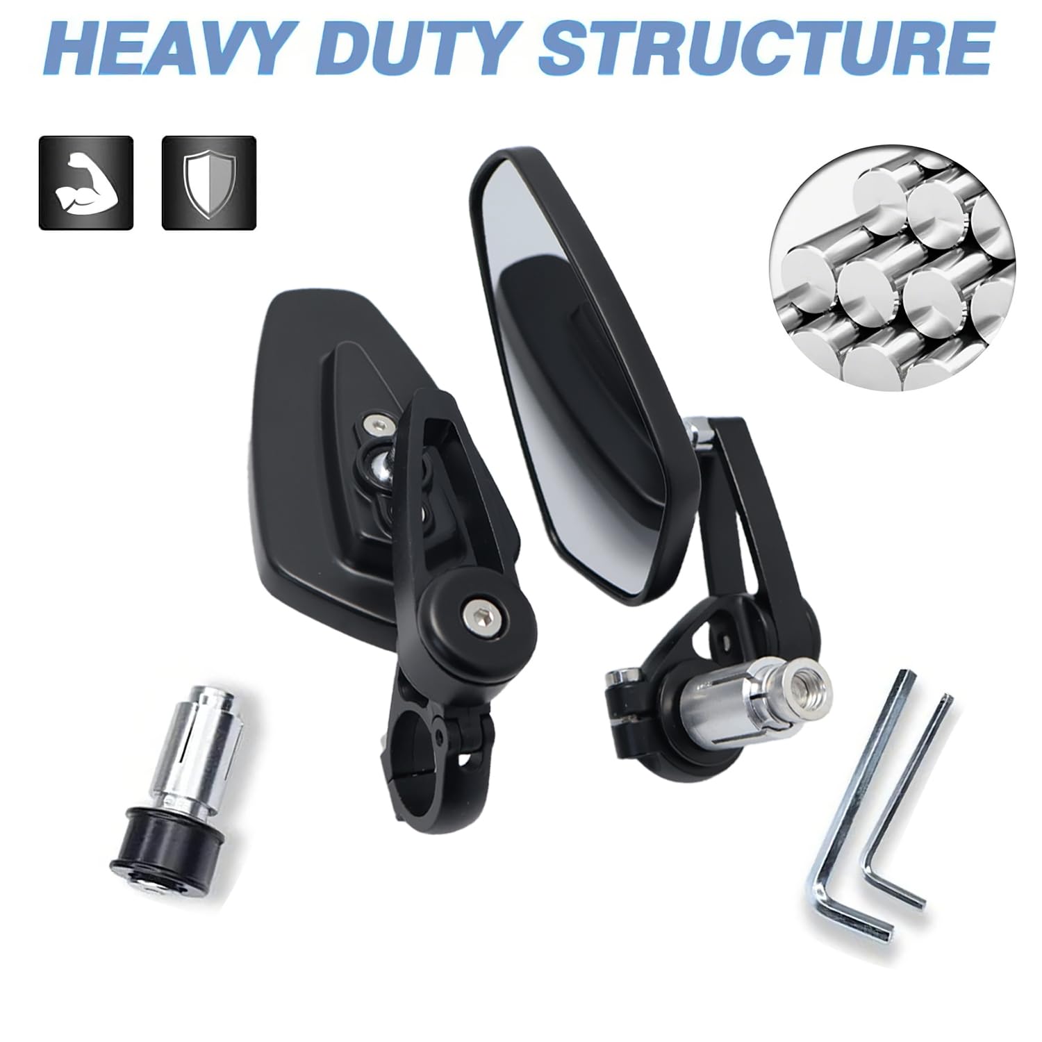 Miroirs de rétroviseur universels pour moto de 22 mm 7/8'',compatibles avec GROM MSX125,CB500F,Z125,Z750,Z900,MT-03,MT-07,FZ-07,MT-09,FZ-09,SV1000(Noir)
