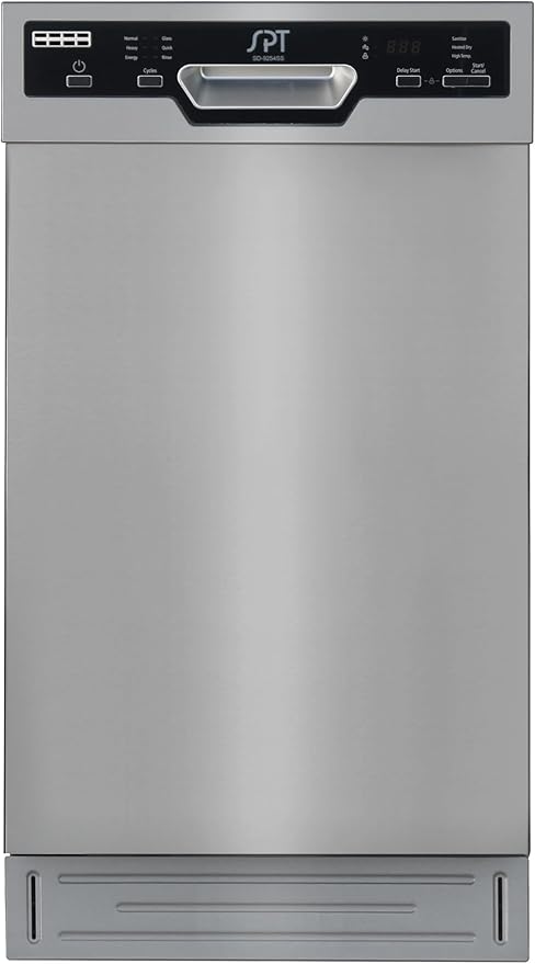 SPT SD-9254SSA 18″ Wide Built-In Stainless Steel Dishwasher w/Heated Drying, ENERGY STAR, 6 Wash Programs, 8 Place Settings and Stainless Steel Tub