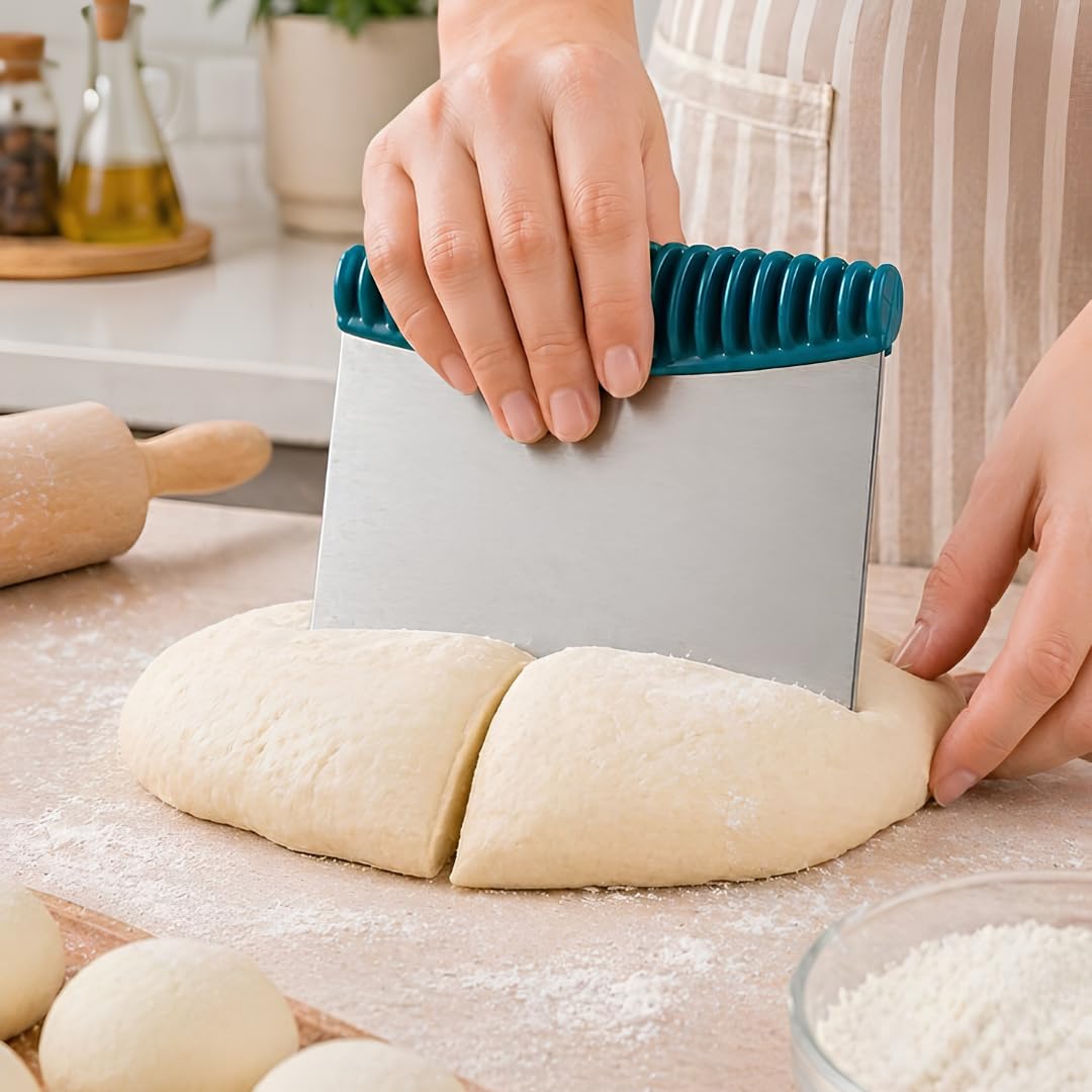Jouis Hamur Kesici Çelik,Metal Hamur Sıyrıcı,Pasta Sıyırma Aparatı,Hamur Dilimleyici,Pasta Ve Pastacılık İçin Çelik Şekillendirici Ve Hamur Porsiyonlayıcı Renkli Saplı