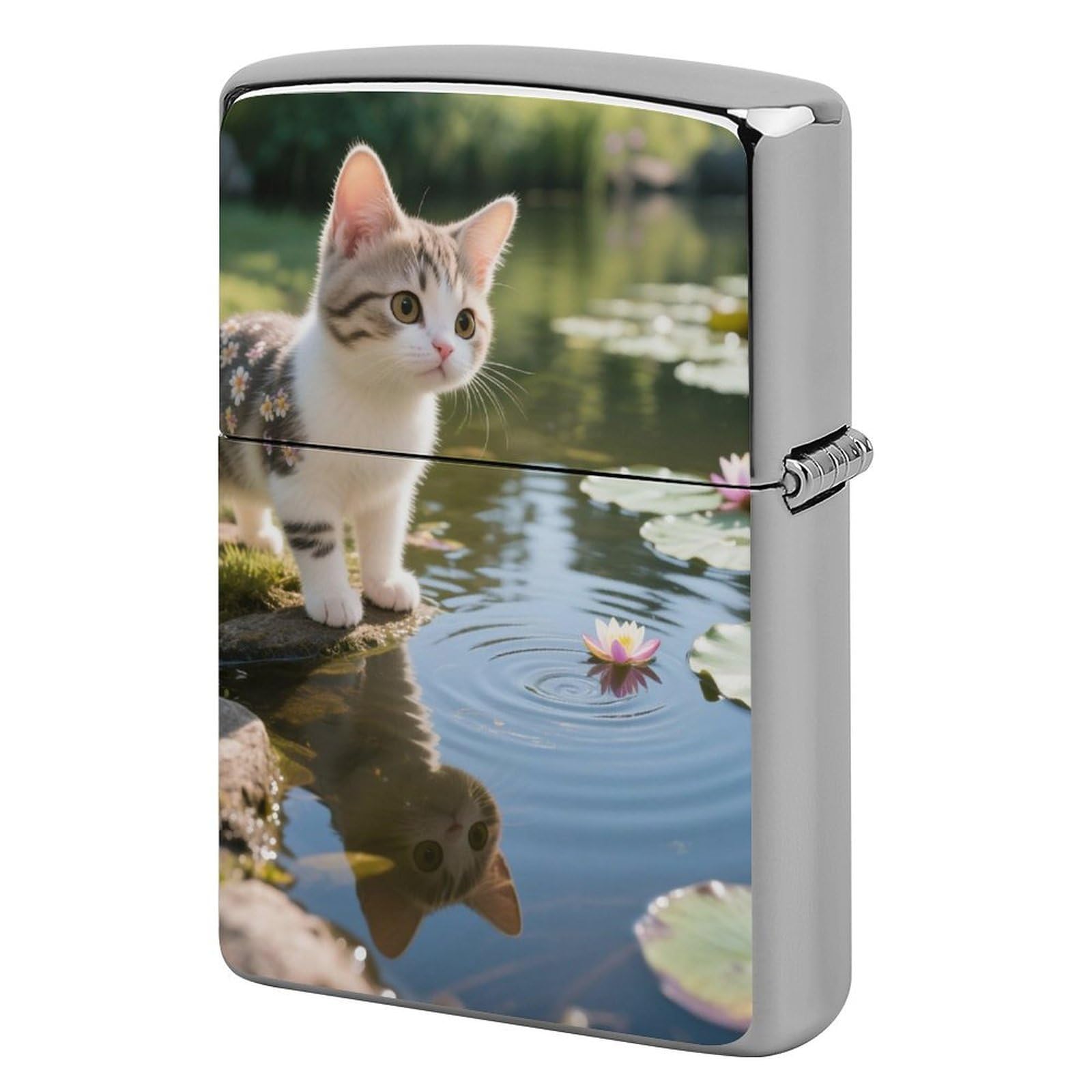 Cute Cat Lighter Case Cover Vintage Metal Lighter Sleeve Reusable Lighter Protective Cover Decorative Lighter Holder Birthday Gifts for Men Women