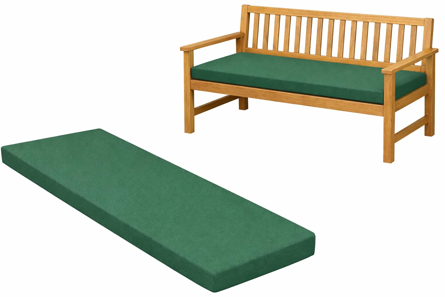 Brillars Outdoor/Indoor Water Resistant 3 Seater 143cm x 52cm x 6cm Thick Cushions Benches and Patio Sun Lounger Furniture Padded Cushion only Garden Furniture Pad (Bottle Green)