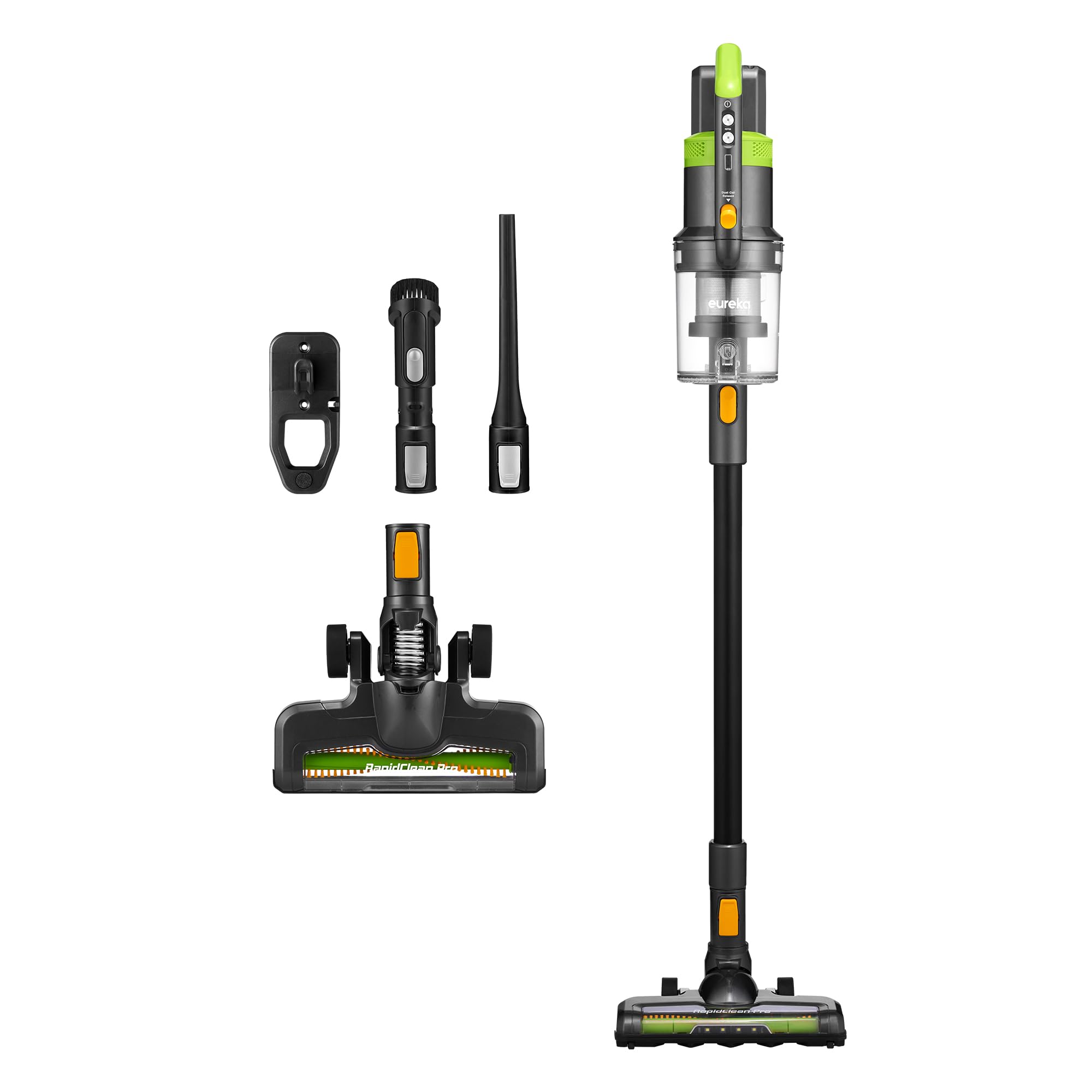 Eureka Cordless Vacuum Cleaner Powerful for Hard Floor and Pet Hair, Lightweight Portable Convenient Cordless Stick and Handheld Vacuum LED Headlight, Green, RapidClean Pro NEC285GR w/ 250W BLDC Motor