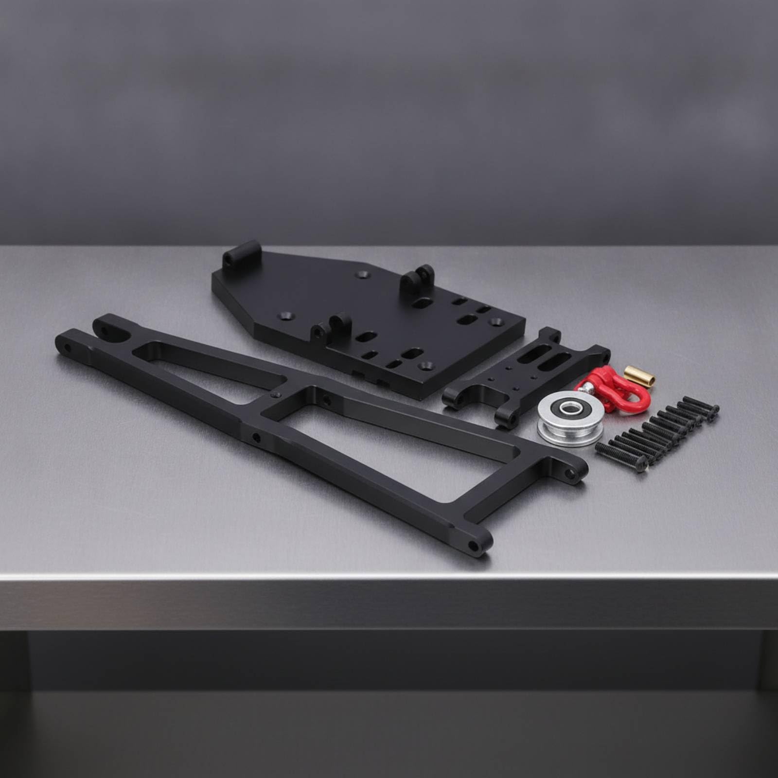 Qianly Kit Brazo Telescópico Salvamento Escala Grúa Salvamento Compatible Brazo Grúa Remolque para Molistas, Coleccionistas, Camiones RC, Negro