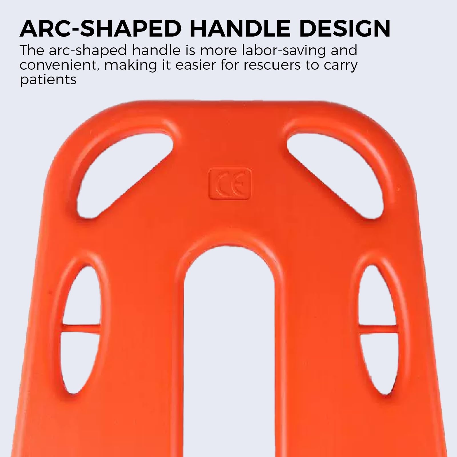Spineboard-Trage mit Gurten für Patienten - Tragbare Patiententrage zur Immobilisierung, Rettungstransport, leichte PE-Kunststofftrage (Orange)