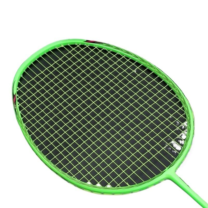 Badminton Set Raquetas de bádminton Profesionales de Carbono, superligeras, 5U, con Cuerdas de Fibra de Carbono Raquetas Badminton(Green)