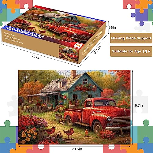 Puzzle de 1000 Piezas para Adultos - Rompecabezas de Madera de Casa en el Campo - Decoraciones Artísticas, Juguetes Educativos - Tamaño Terminado 29.5"X20" miniatura 2