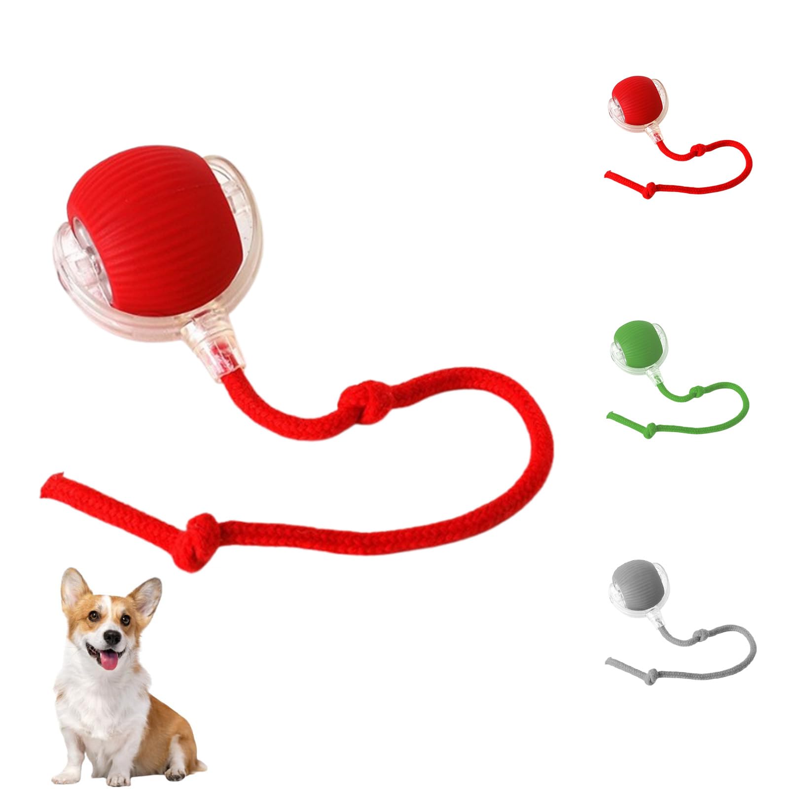 Electric Dog Ball Toy, Self-Rolling Interactive Pet Ball for Dogs & Cats, 360° Automatic Self-Moving on All Surfaces (Red)