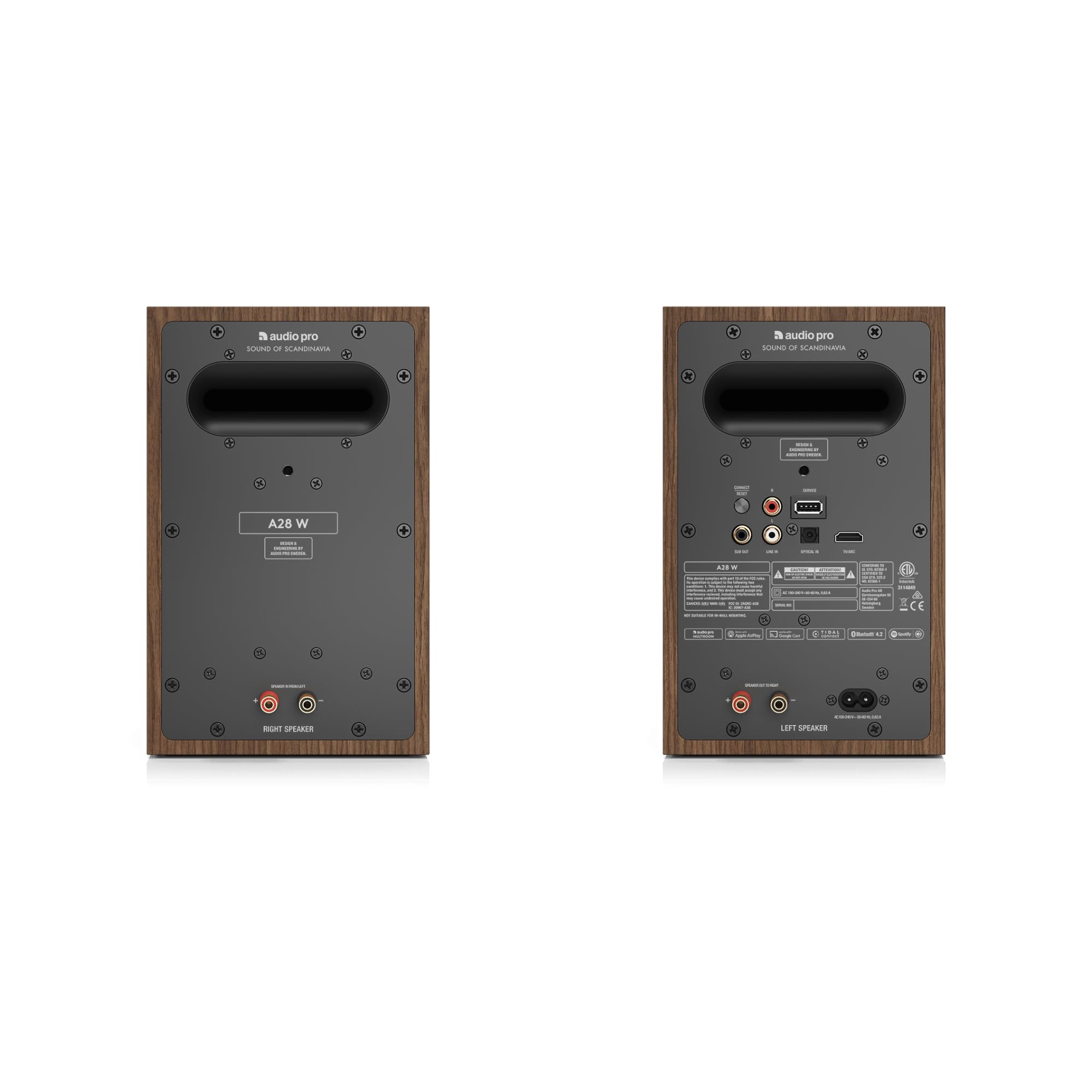 Audio Pro A28W Haut-parleurs stéréo multipièces WiFi & Bluetooth Noyer