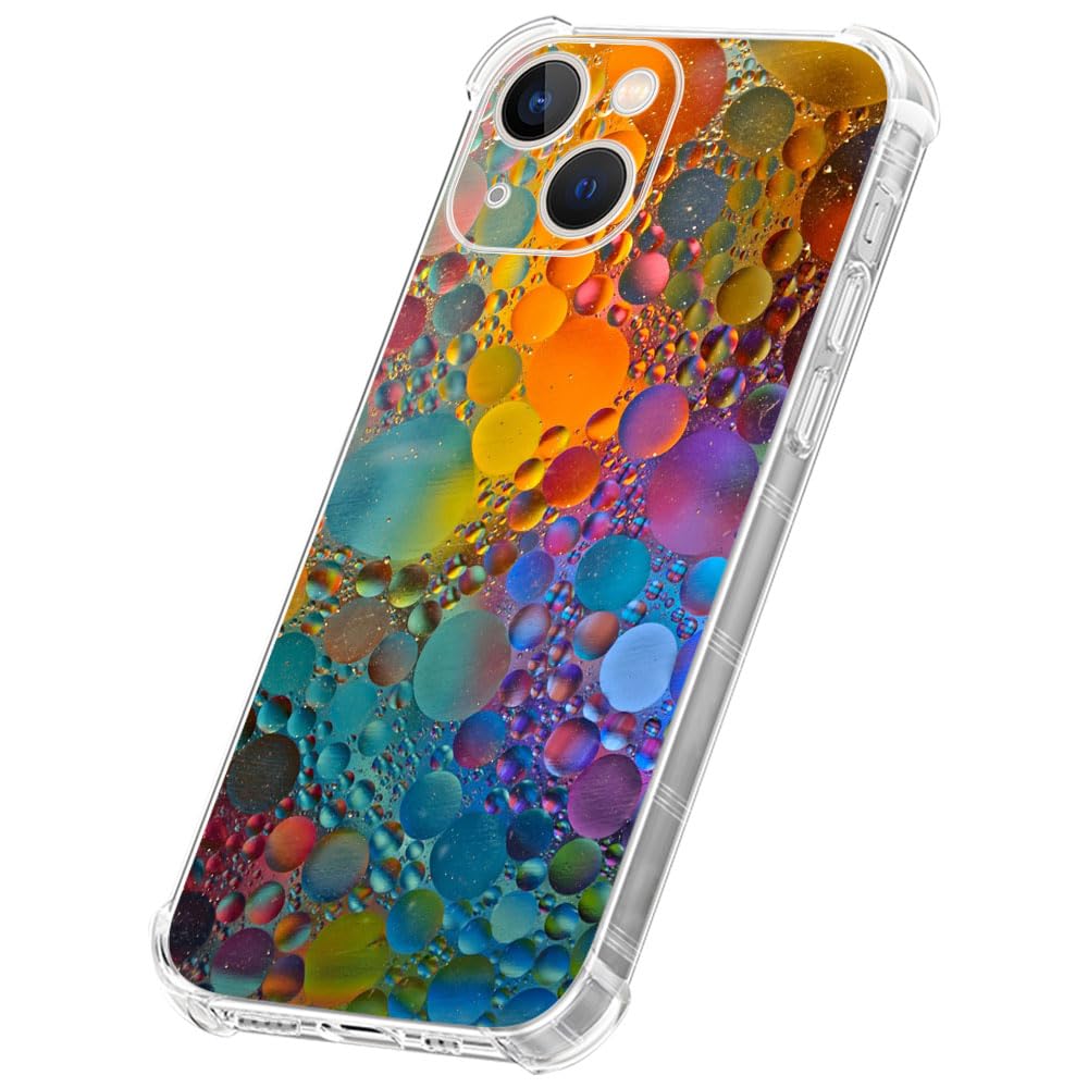 CARLOCA Compatible with iPhone 13 Mini Case,Clear with Colorful Drops Marble Design Shockproof Silicone Bumpers Four Corner Protection for iPhone 13