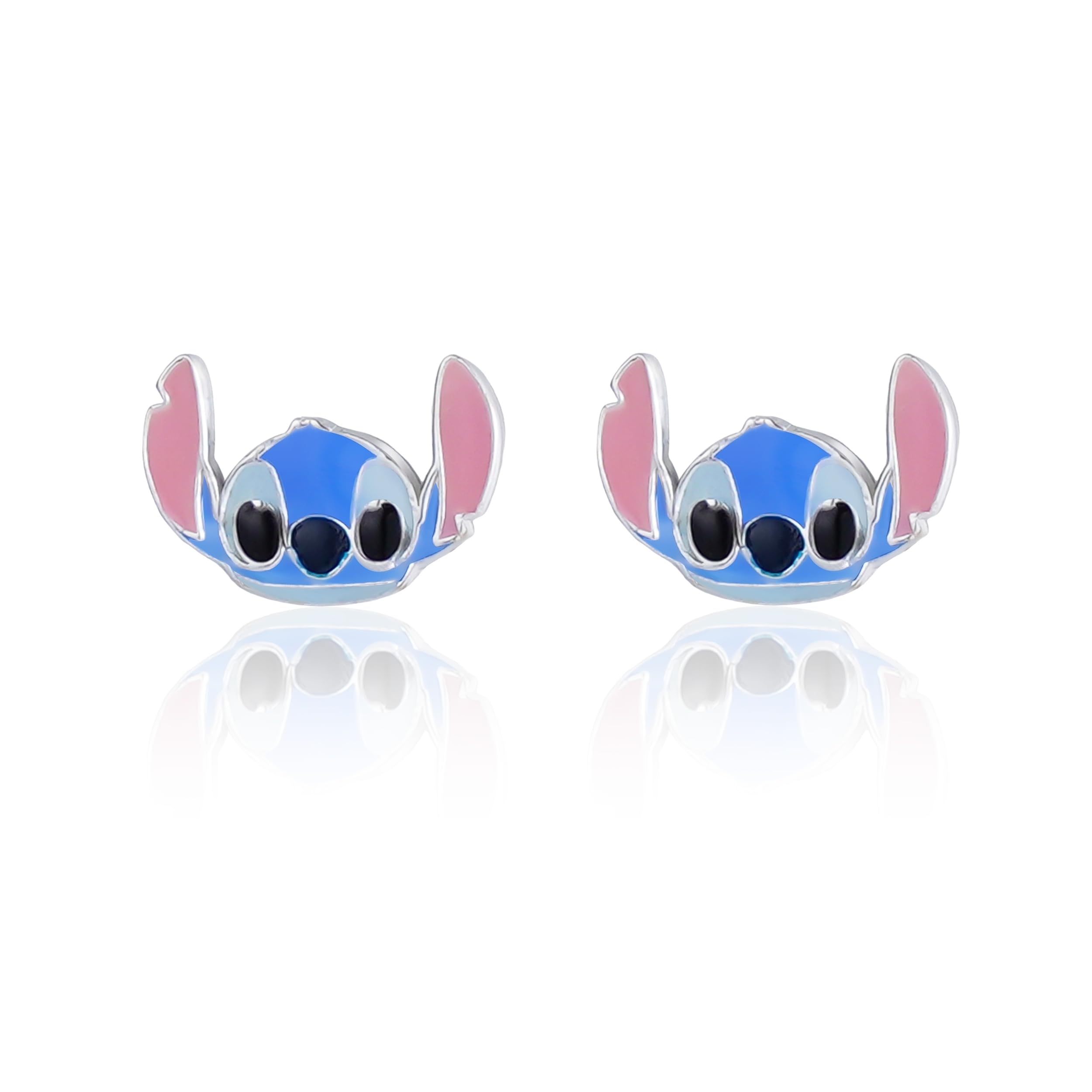 Disney Stitch Ohrstecker, aus 925er Sterlingsilber mit farbiger Emaille, für Damen und Mädchen, Fertig zum Verschenken, Offizieller Disney Schmuck