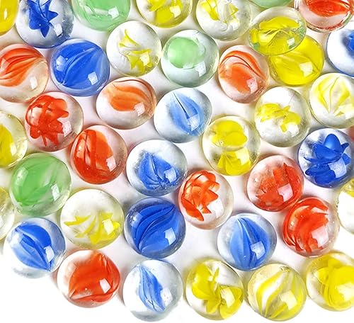 Piedras preciosas de vidrio decorativas de 2 libras, cuentas planas de mármol de colores mezclados para jarrones, rellenos de cuencos, pecera,