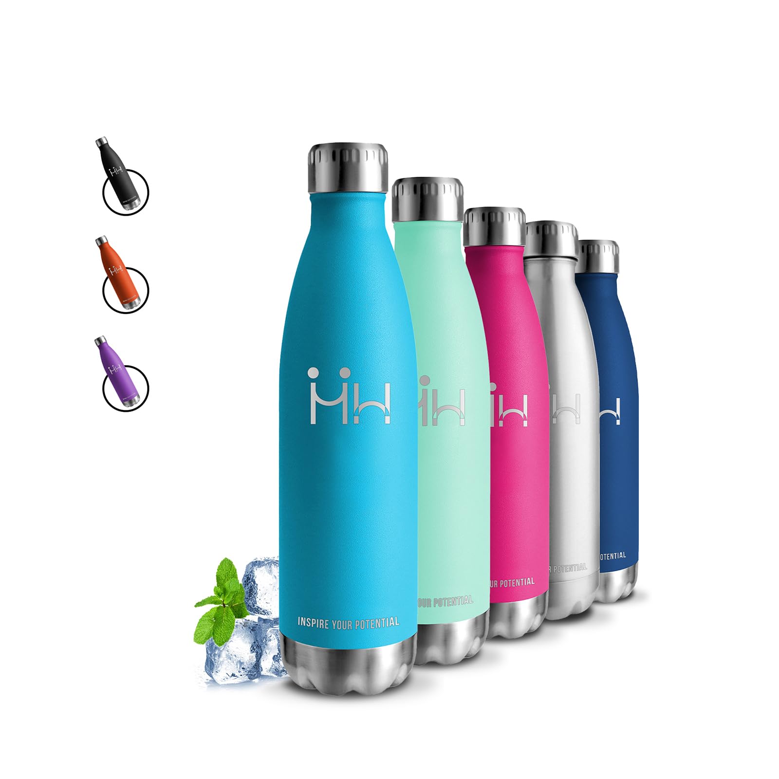 Grsta Trinkflasche Edelstahl - 500ml- Thermosflasche, Trinkflasche mit Strohhalm, BPA-Frei, Auslaufsicher, Doppelwandige Vakuumisolierte, Metall, für Schule, Reisen, Büro