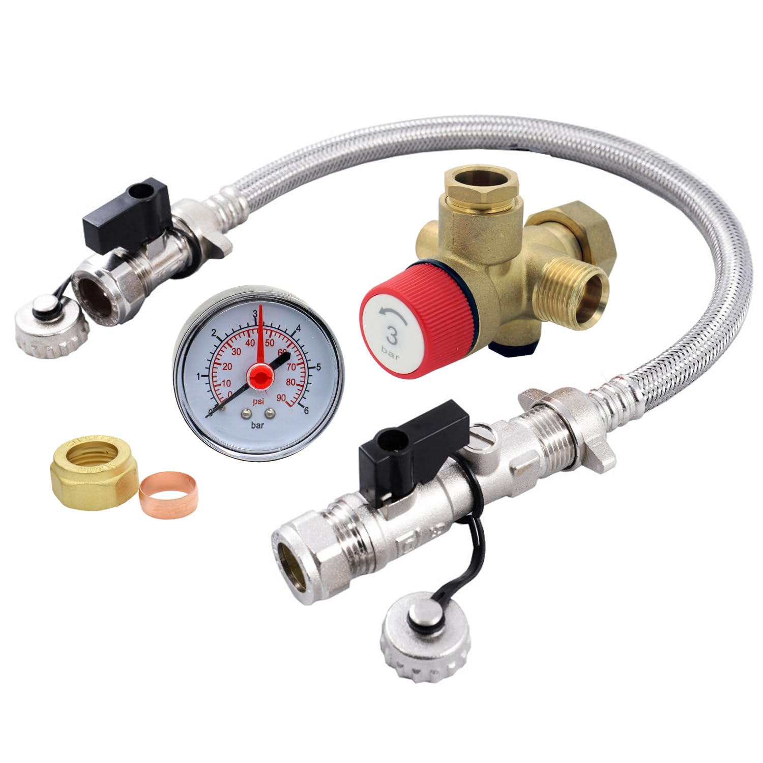 Unvented Components Europe Red, Blue Expansion Vessel Sealed System Control Kit