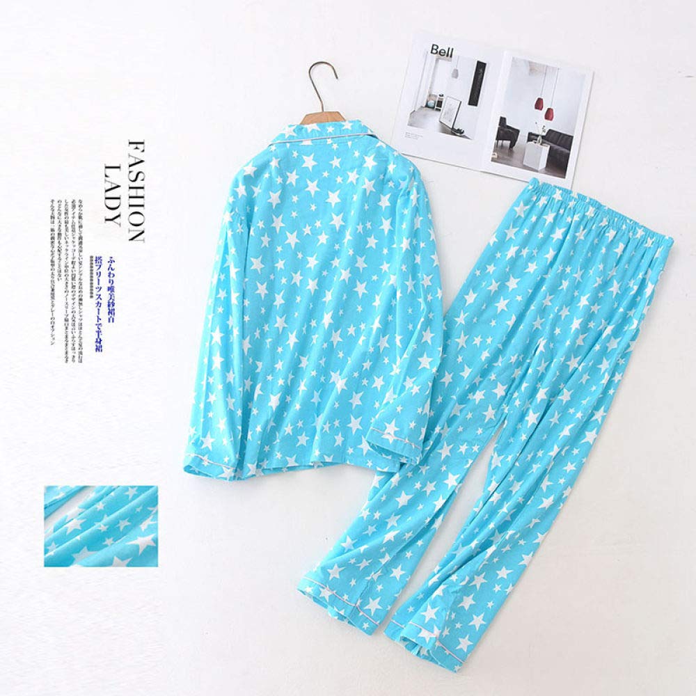 Conjunto De Pijamas De Mujer, Conjunto De Pijama Suave Conjuntos De Salón Con Estampado De Estrellas De Algodón Tejido Top & Pantalones Con Botones Pjs Set Ropa De Dormir De Manga Larga Ropa De Do