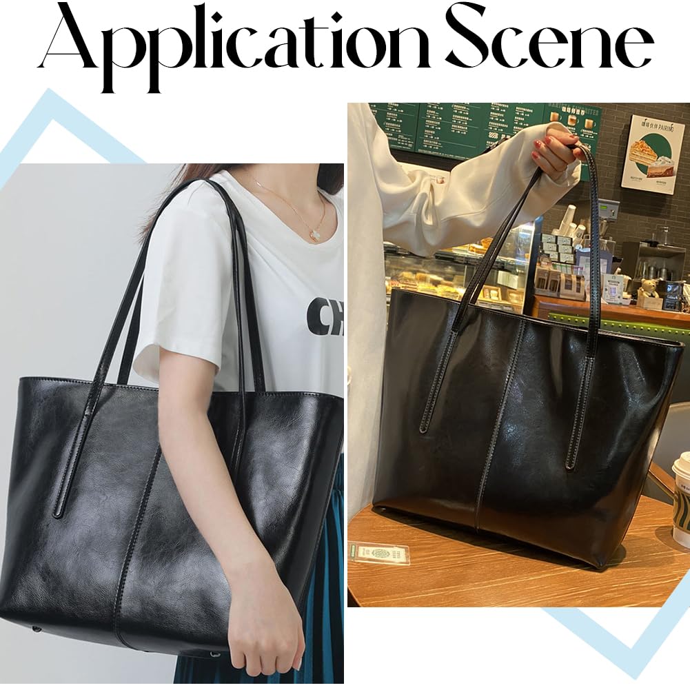 Bolso Tote Vintage de Piel Auténtica con Cremallera para Mujer, Bolso de Mano Grande de Piel de Vaca con Compartimento, Asa Superior, Bolso de Hombro, Bolso Bandolera para Mujer