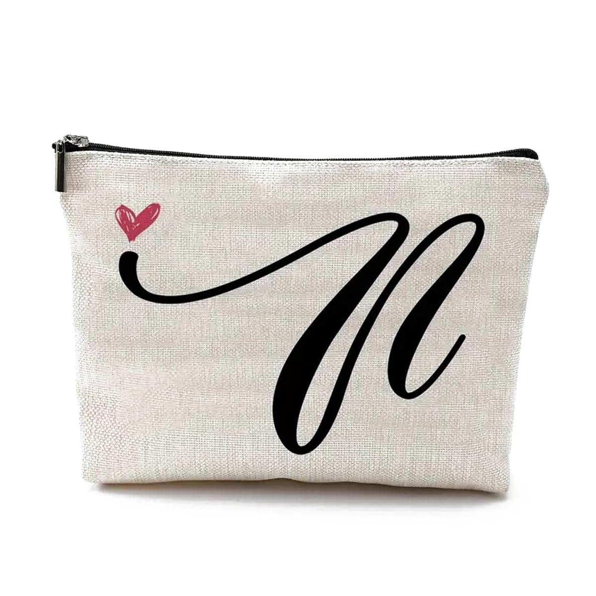 LAKYMIE A-Z Personalisierte Kosmetiktasche Kleine Make up Tasche Kulturbeutel Schminktasche Geburtstagsgeschenke Für Frauen, Mütter, Beste Freundinnen Und Brautjungfern (Buchstabe N)