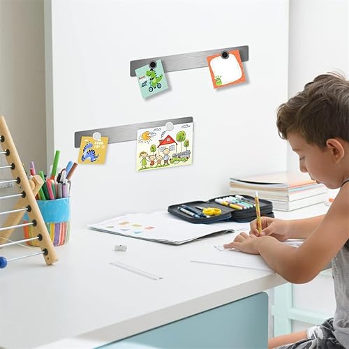 Miniatura 3 de Tablón de anuncios magnético, 6 tableros magnéticos de metal sin marco, tablero magnético de hierro inoxidable con 20 tiras de notas magnéticas para