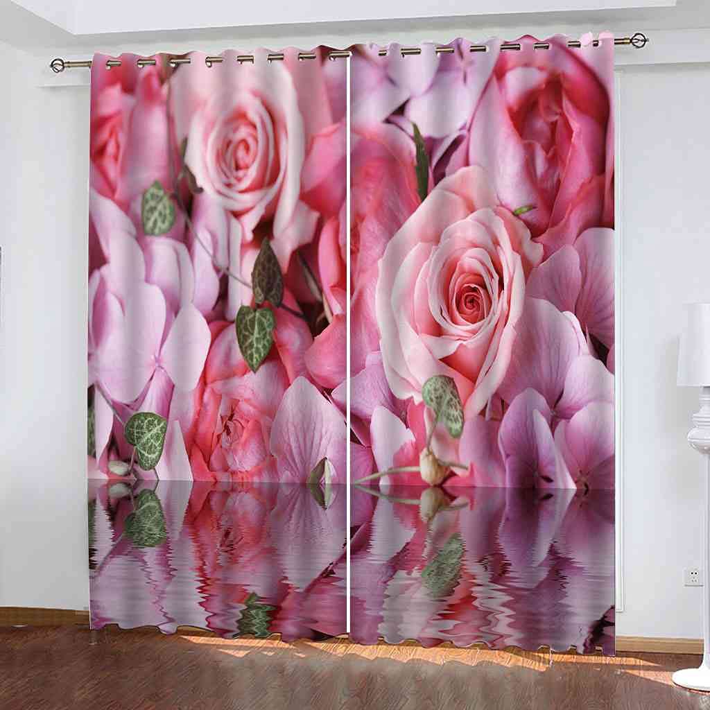 Rideau occultant thermique isolant rose d'eau pour chambre enfant