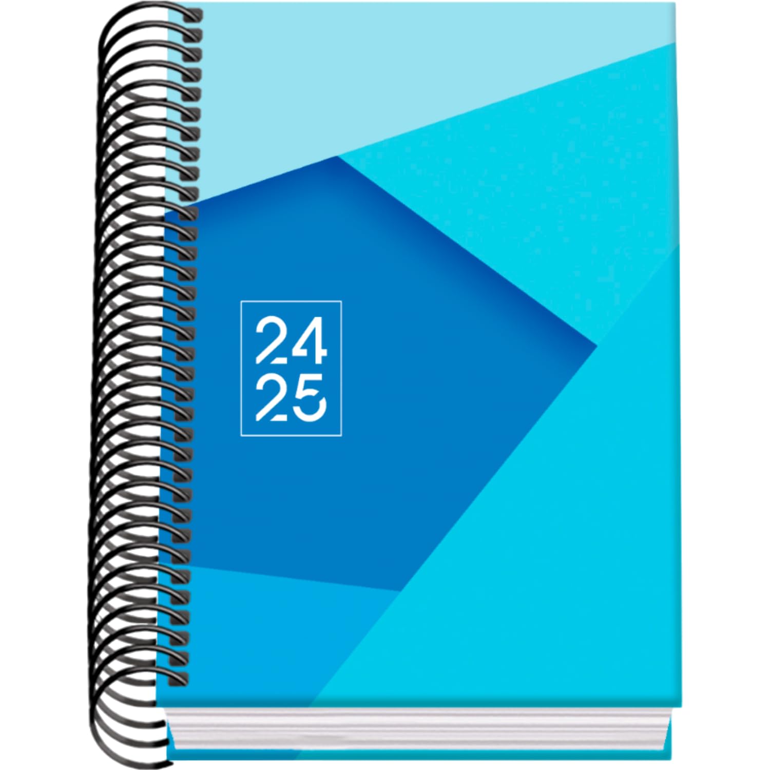 Dohe - Agenda Escolar 2024 2025 - Día por Página, Tamaño A6 (12x17 cm), Cierre de Anillas, Tapa Dura, Español e Inglés, Septiembre a Junio, Material Escolar - TANGRAM Azul