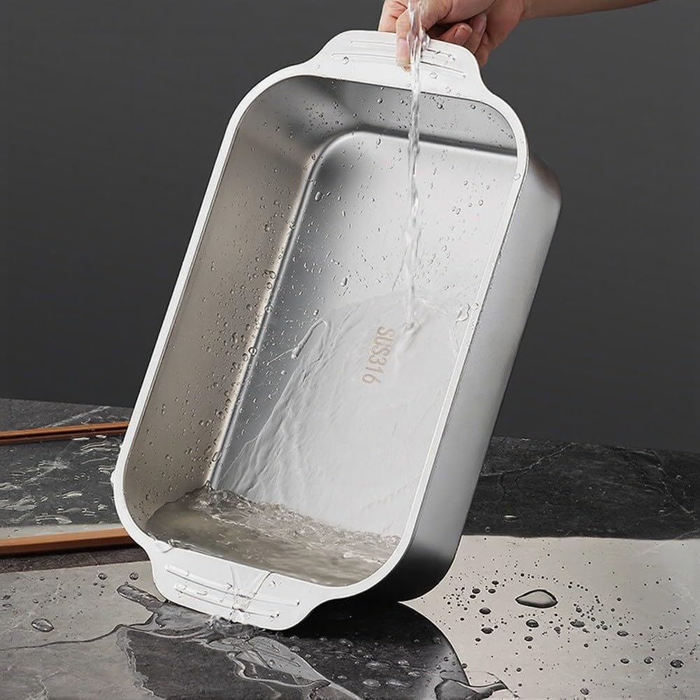 Padella rettangolare in acciaio inox, 45 x 27 cm, adatta al forno, per fiamme libere e a induzione, marrone
