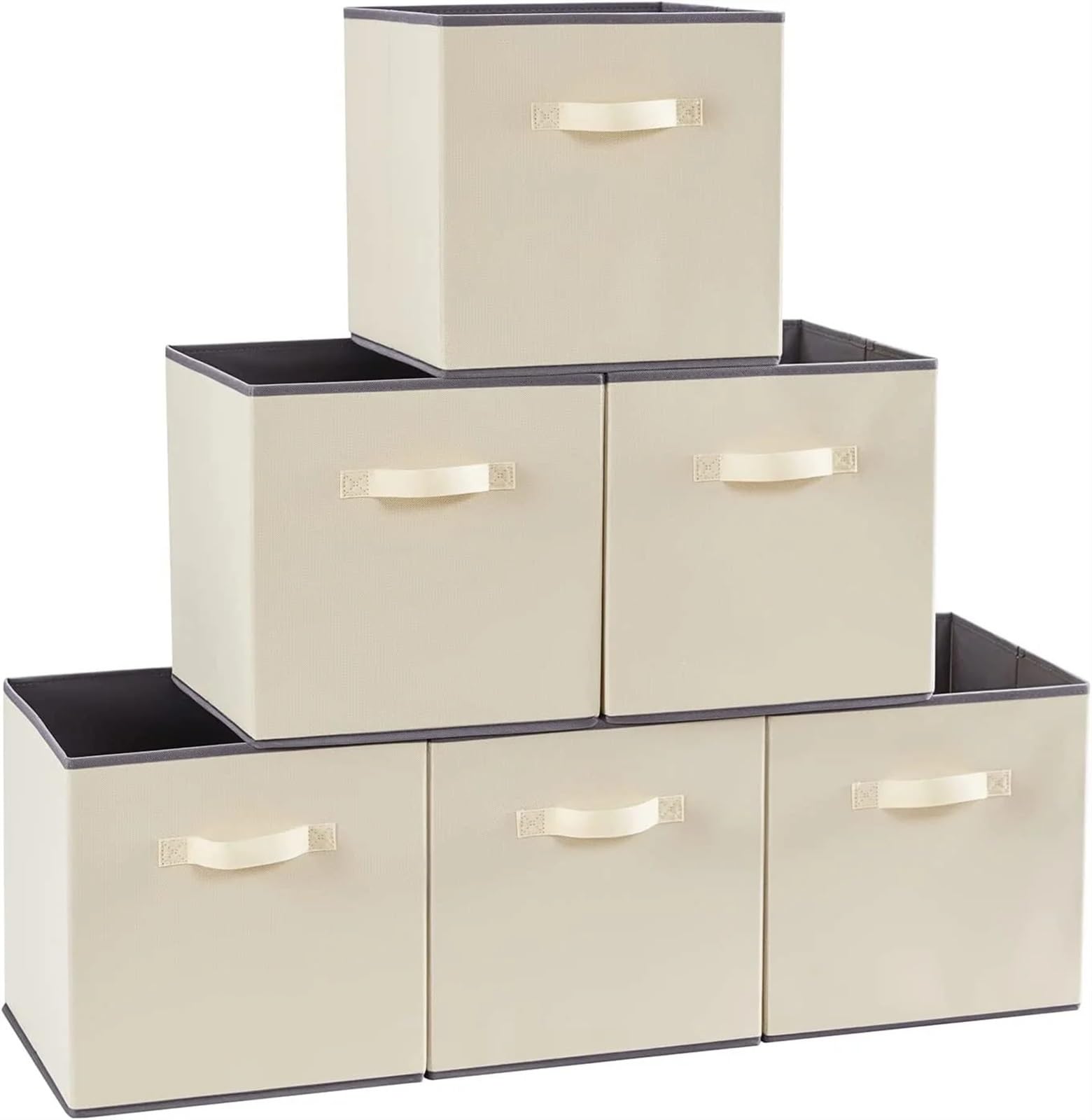 EWUHYFP Collapsible Storage Box 6PCS Collapsible Storage Cubes 11 Inch Foldable Fabric Bins Organizers Decorative Organizing Baskets(Beige-medium)