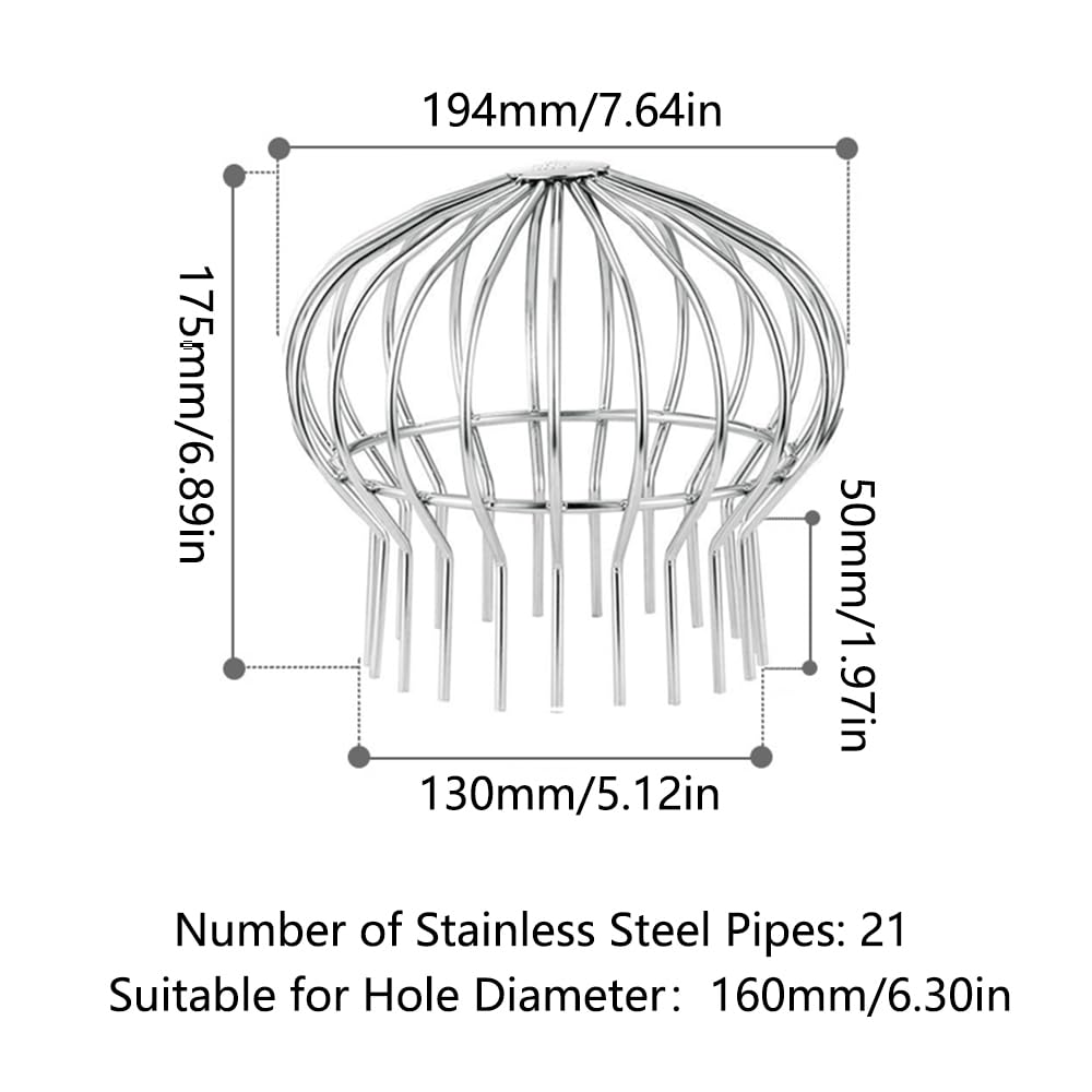Coperture di scarico per grondaie, 2 filtri in acciaio inox, protezione per foglie, muschio, fango, detriti (adatti per fori di diametro 160 mm)