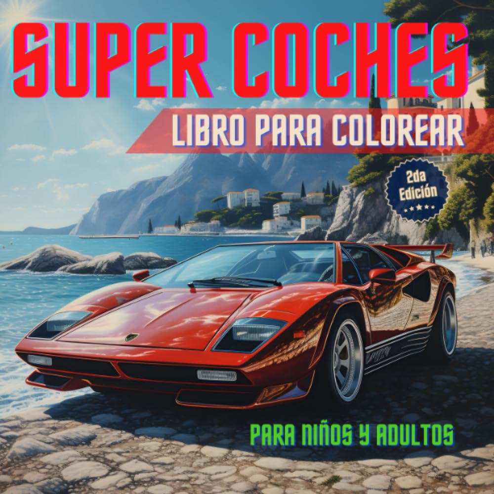 Carros deportivos y coches exóticos libro para colorear grande: páginas relajantes súper detallada colección de autos de lujo y diseños de fondos ... adolescentes, adultos (Spanish Edition)