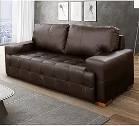 Sofá 2 Lugares 180cm Couro Legítimo Roma Scala Decor Marrom