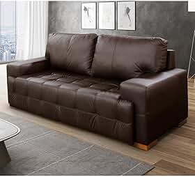 Sofá 2 Lugares 180cm Couro Legítimo Roma Scala Decor Marrom