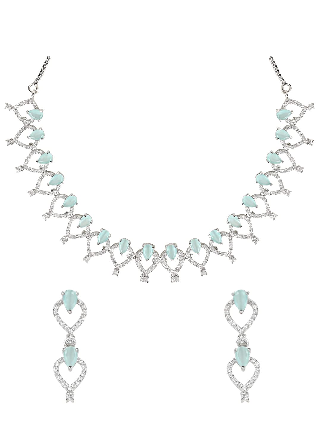 I Jewels Stylish Silver Plated Cubic Zirconia American Diamond CZ AD Necklace Jewellery Set For Women & Girls (AD0029ZMin) (B0BQWG5MPZ) Amazon Price History, Amazon Price Tracker