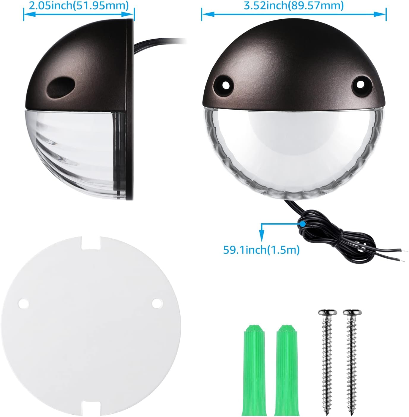 LEONLITE Unique Rays LED Low Voltage Deck Lights Outdoor, 12V Landscape Step Railing Fence Light, Aluminum, 3000K Warm White, IP65, Landscape Deck Light for Backyard, Oil Rubbed Bronze, Pack of 6