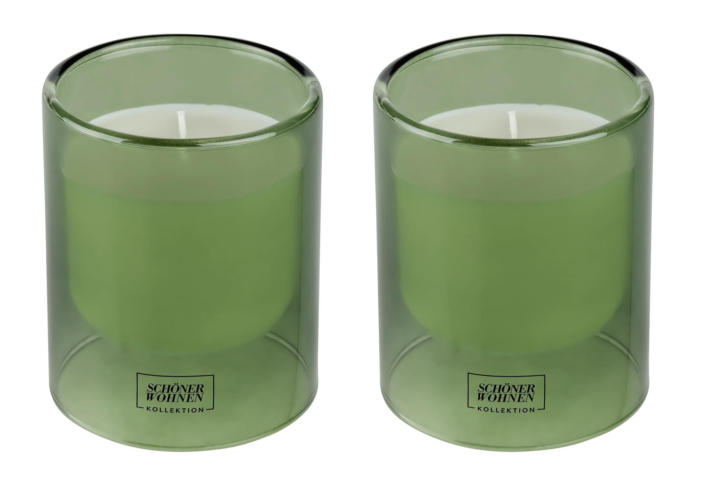 Schöner Wohnen Kollektion Duftkerze Mod. Basil L, 2er Set lebendig, würziger Duft Weiß