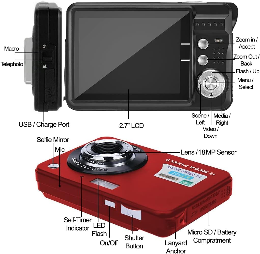 HDカメラキット Amazon.com : eDealz 18MP Megapixel Digital Camera Kit with 2.7