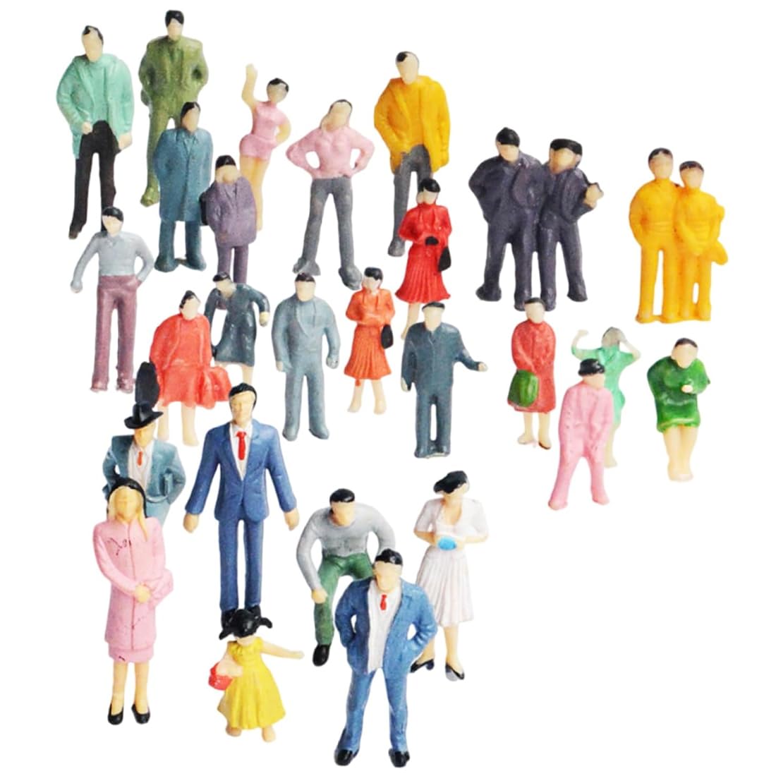 50 Pezzi Piccole Figure Umane Set Miniature Modellini Ferroviari Personaggi Giocattolo (1:75) (Colorato)