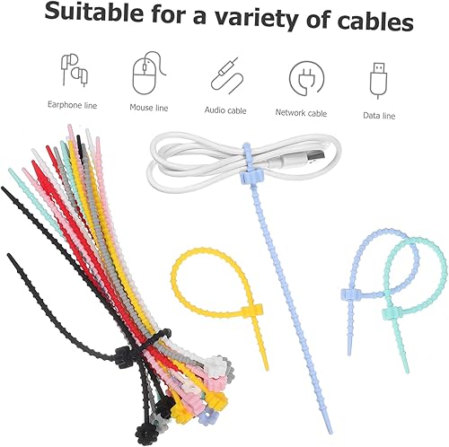 Miniatura 8 de Organizador de cables 24pcs lazos de silicona grandes cables de fuerza industrial lazos