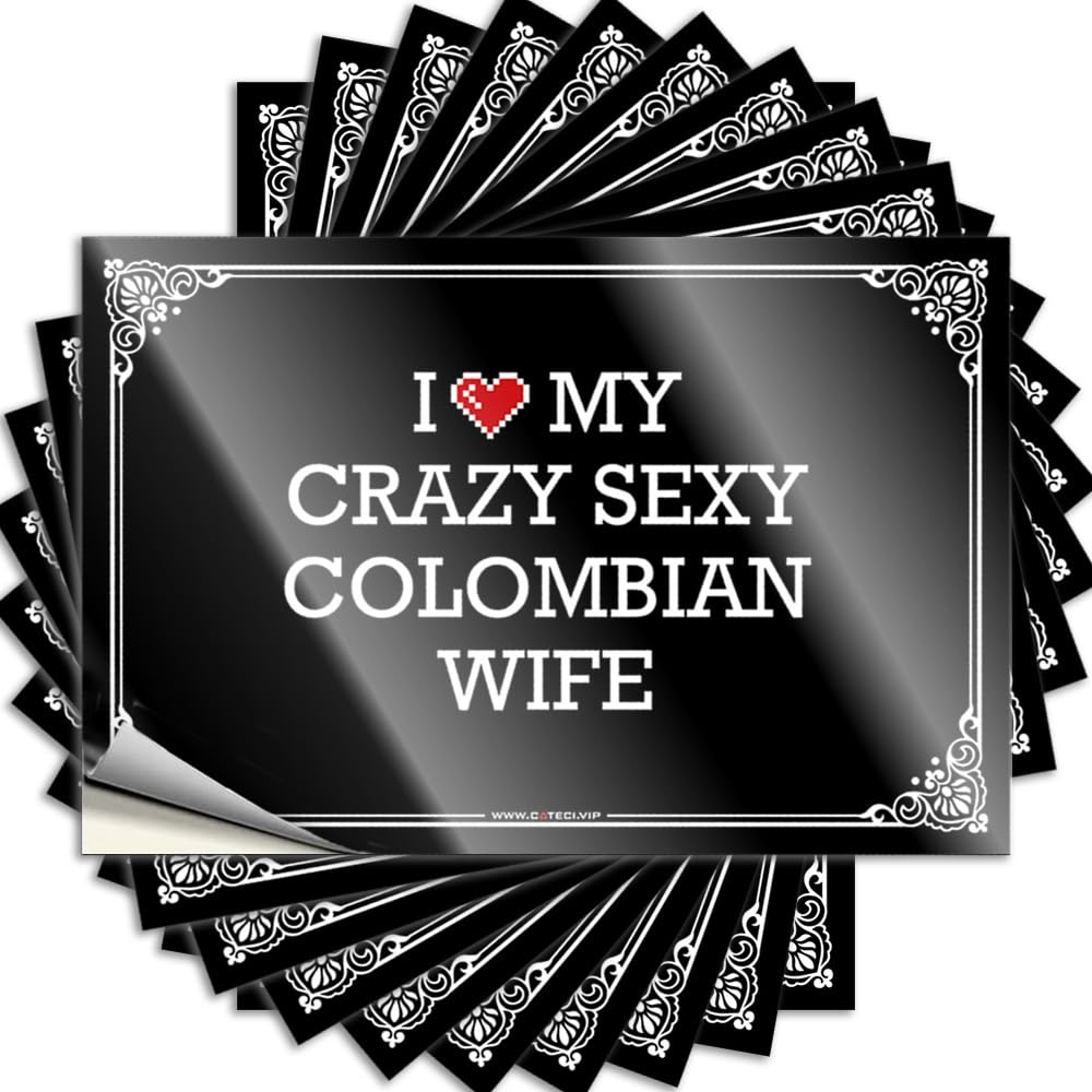 Funny Bedroom Decor Decals Bottle | I Love My Crazy Sexy Colombian Wife Fall Alcohol Sticker Pack(6X9CM)