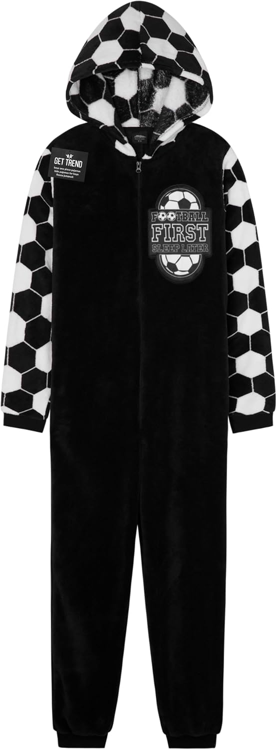 Get Trend One Piece Pajamas for Boys, Teens Fleece Loungewear Soft Jumpsuit Sleepwear Cozy Nightwear Gifts for Boys