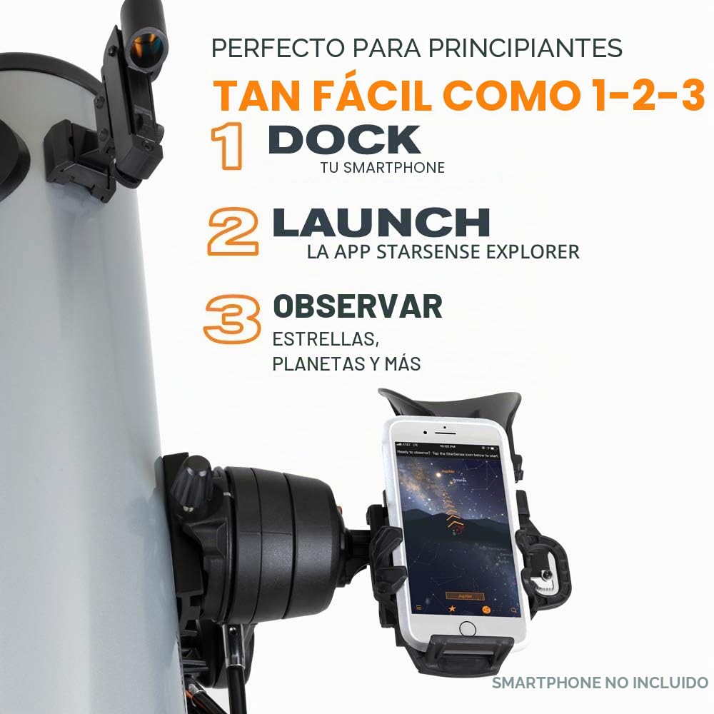 Celestron 22461 StarSense Explore DX 130 Telescopio Reflector newtoniano con tecnología Compatible con Aplicaciones para teléfonos Inteligentes: Compatible con iOS/Android