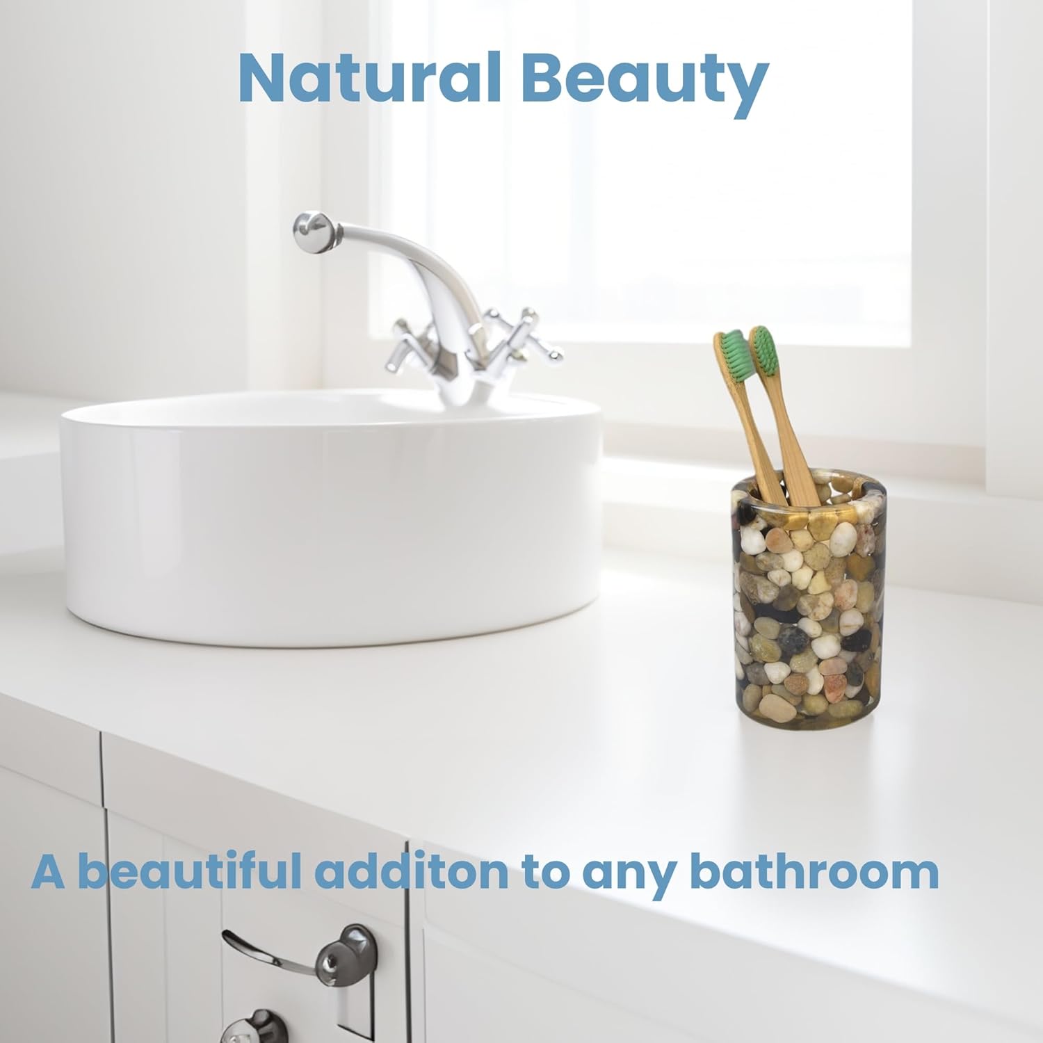 Toothbrush Holders for Bathrooms, Toothbrush Cup, Stone Tooth Brush Holder for Bathroom Decor - Image 2