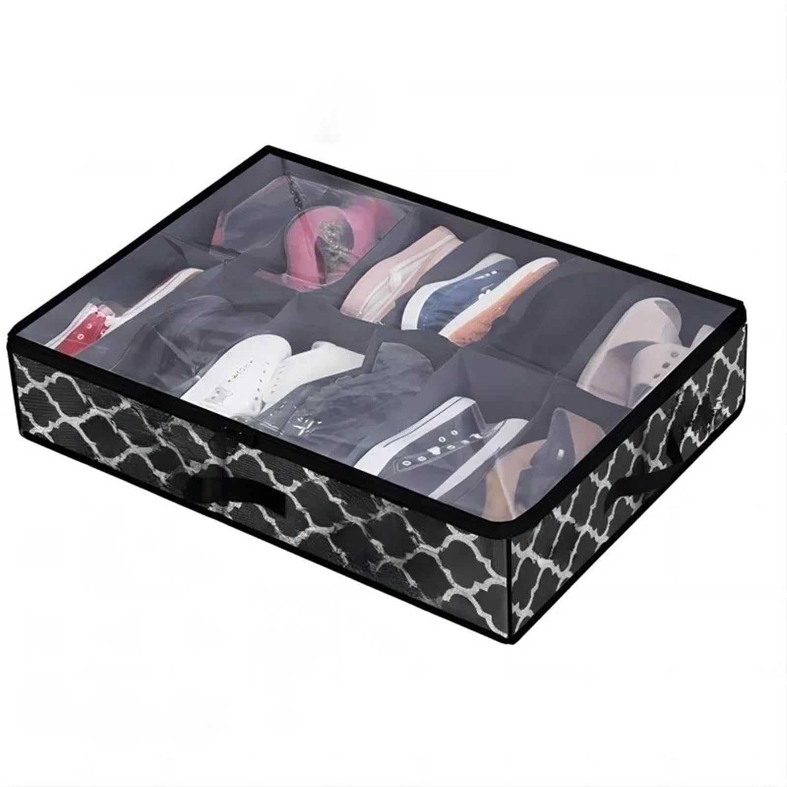 FCfpxwtz Clothes Storage Bags, Under Bed Shoe Storage Box 2 Pcs Multicolor Foldable Organizer(Black)