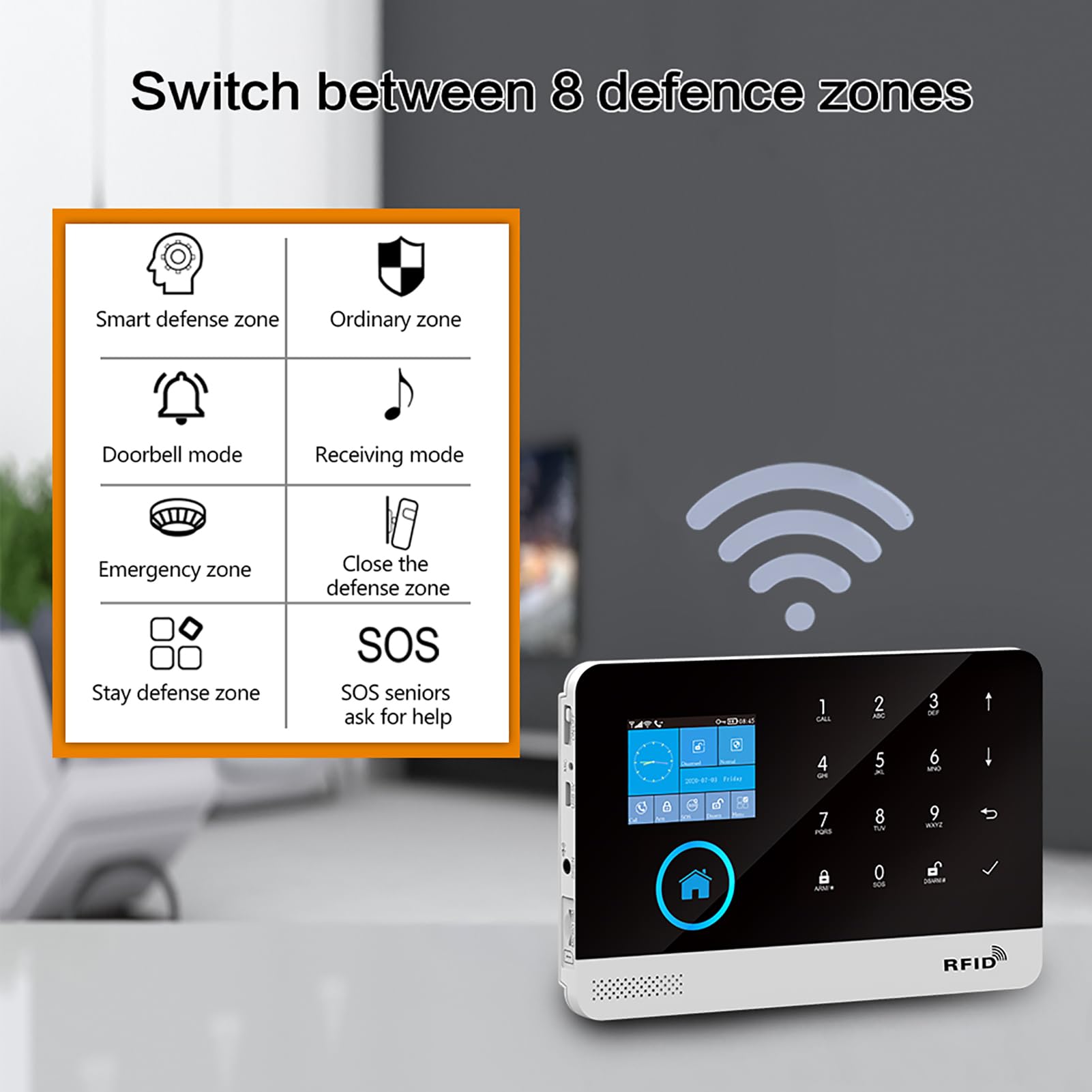 Wireless Home Alarm Security System 13PCS 433MHz LCD Display with Host Remote Controls Alarm Window Door Sensor WiFi+GSM Auto Dial Alarm Compatible with Alexa Google Home Voice Control