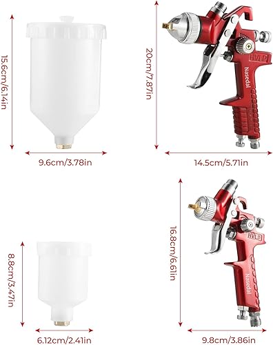 Miniatura 6 de HVLP - Juego de pistola de pulverización de gravedad de aire, 2 pistolas de pintura pulverizadoras con pistola de pintura automotriz de 0.031 in,