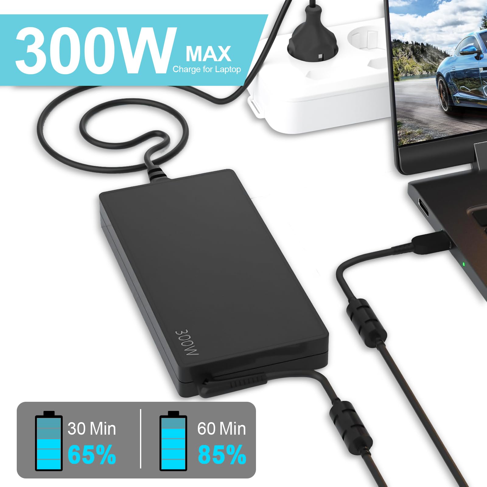 300W Caricatore Alimentatore per Lenov ThinkPad P17 Gen3/Gen4 P16 Gen2 Workstation mobile e Legion 9 16IRX9 17IRX9 Gaming Laptop - Adattatore di Ricarica con Connettore Quadrato Giallo (20V/15A)