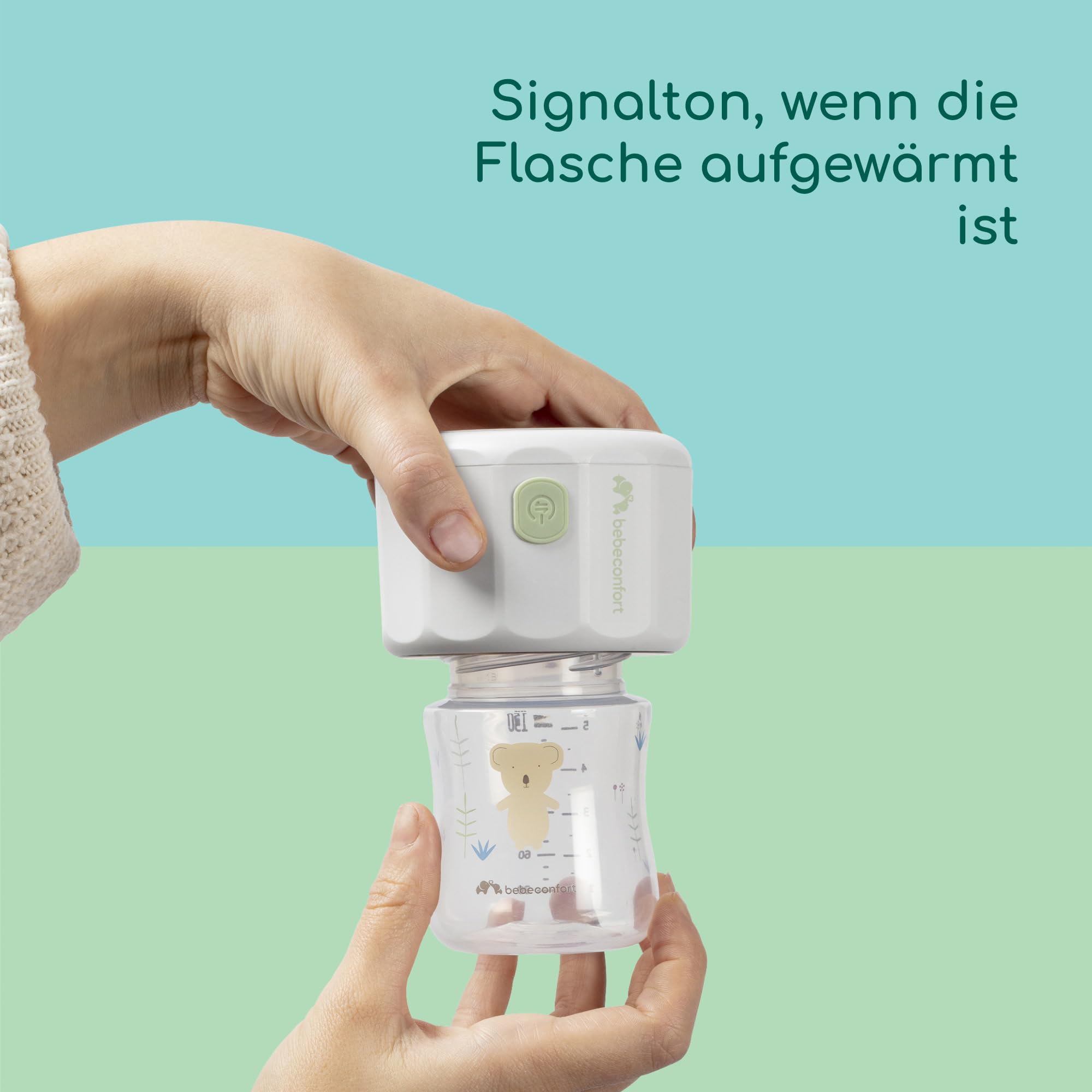 Bebeconfort Digitaler Kompaktflaschenwärmer, Flaschenwärmer baby für unterwegs, kompakt L6,5 x B6,5 x H8 cm, leicht im Gewicht (280 Gramm), digitale Anzeige, langlebiger Akku, Temperaturregelung