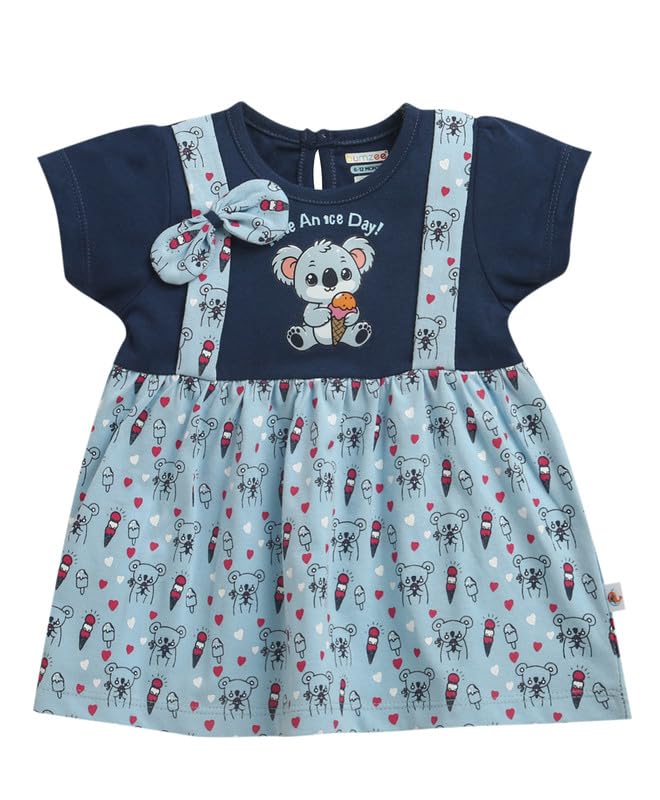 bumzee Baby Girls Regular Fit Cap Sleeves Round Neck Cotton Above Knee Length Frock/Dress-picture-18